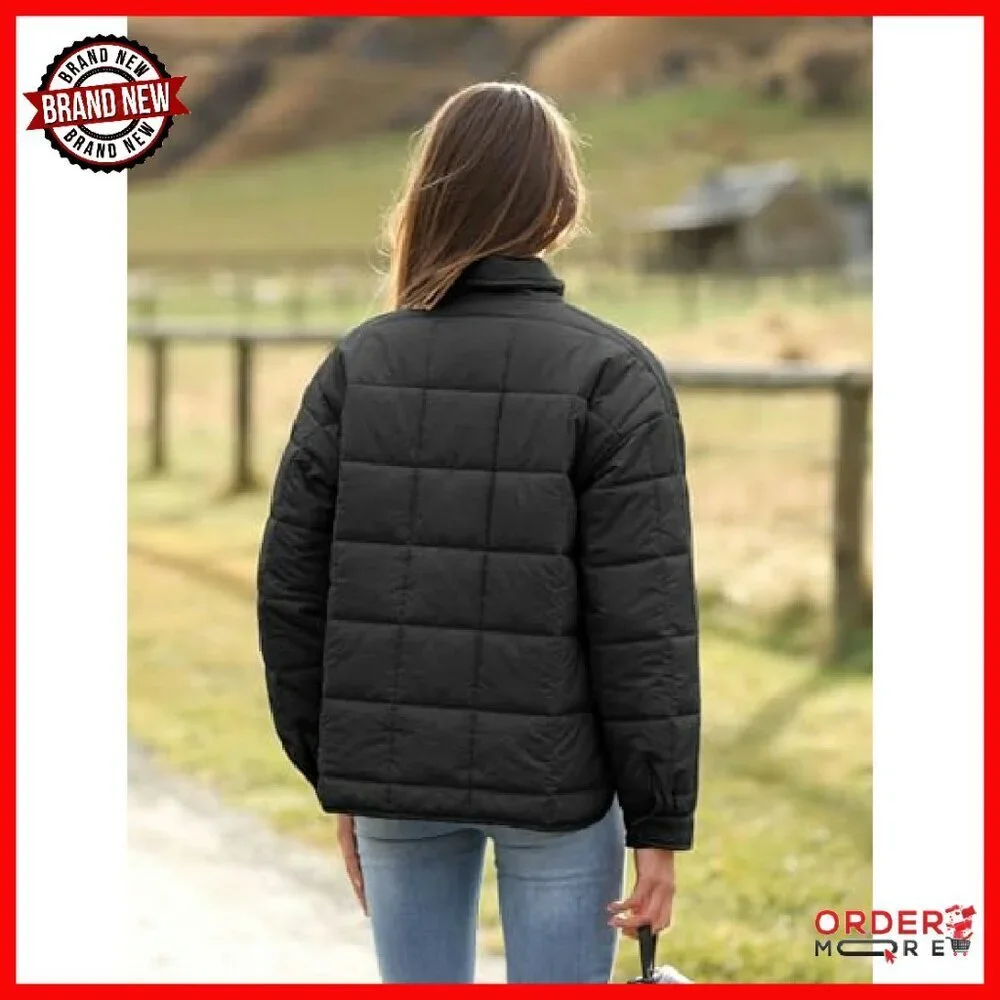 Oversized Quilted Puffer Jacket Lightweight Casual Boyfriend Style - Picture 5 of 8